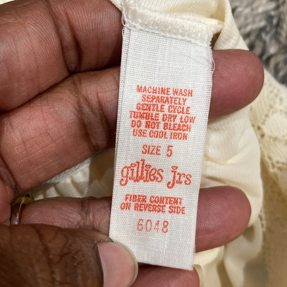 Vintage Gillies Jrs milkmaid three tied dress with lace trim maxi dress sz 5 - Picture 6 of 11